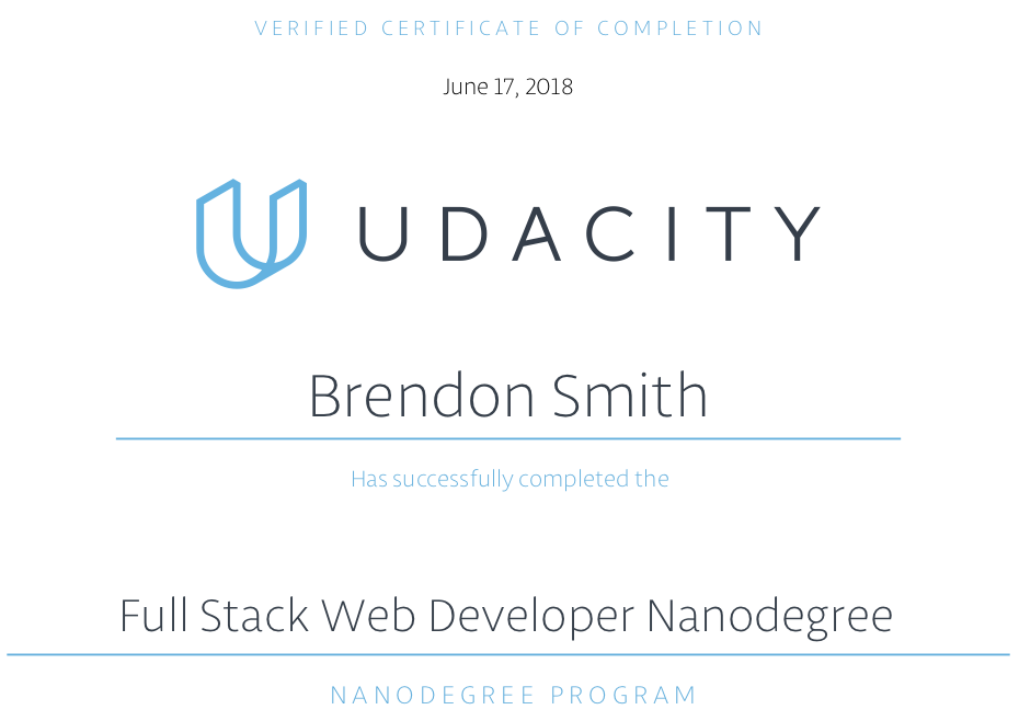 Nanodegree certificate screenshot